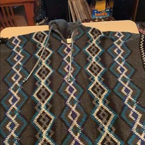 Fringed western poncho made in Mexico